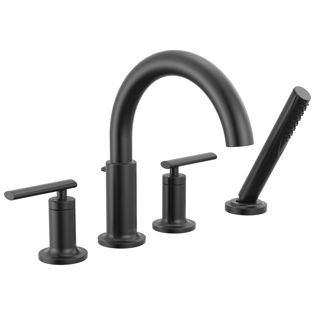 Altado Roman Tub Trim with Hand Shower Matte Black by Delta Faucet